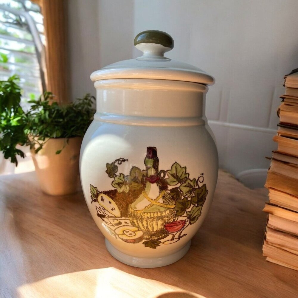Vintage Metlox Poppytrail Cookie Jar Large Ceramic Made in USA Bread Wine